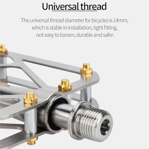 Ikuos Mountain Bike Pedal Full Titanium Body Road Bike Pedal Large Platform Pedal With 3 Sealed Bearing Anti-Skid Pedal Bicycle Pedals Of 9/16 Inch thumb #6