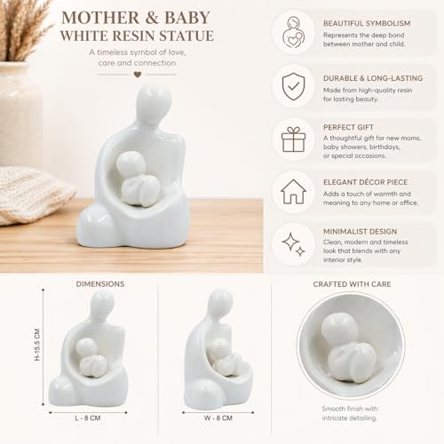 Image of CraftVatika Mother Baby Statue Showpiece Gift, Ceramic Mother Baby Figurine, motherr Child Statue, Home Decor Items, House Warming Gifts Mother's Day, Baby Shower Gifts for Mom to be