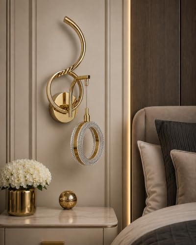 Image of FILLISKA Luxurious LED Wall Lamp for Home with Adjustable Colour Changing Function (1 Year Warranty)(French Gold-1063)