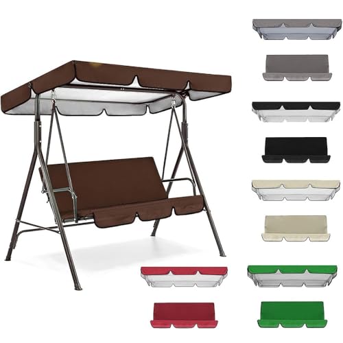 Cubierta De Columpio Toldo De Repuesto + Funda De Asiento para Asiento De Columpio, Recubrimiento De Impermeable, Anti-Ultravioleta, para Patio, Jardín, Rojo(Brown,195 * 125cm+150 * 50cm)