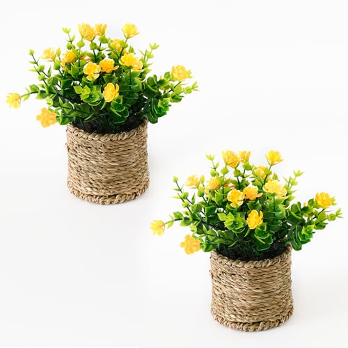 Image of The Better Home Artificial Plants for Decoration with Pot | Faux Greenery Artificial Plant (12 Inch, Pack of 2, Green) | Home Decor for Living Room | Small Artificial Plant with Pot