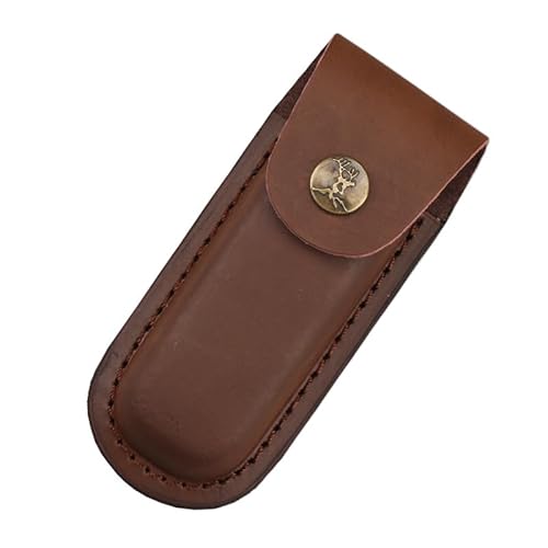 Bkemkri 1 Stück Messertasche Leder Gürteltasche, Messertasche für Gürtel, Klappmesser Taschenmesser Hülle, Braun Klappmesser Schutzhülle Messer Tasche, Gürtelschlaufe für Klappmesser