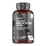 Maca Noire avec Ginseng   180 Gélules Vegan Multi Usages (6 mois)   avec Zinc, L Arginine, Panax Ginseng, Poivre Noir, Racine de Maca Noire, Jaune, 5550mg par Jour   sans OGM ni Stéarate de Magnésium