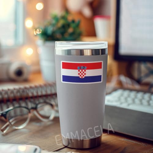 Image of (3pcs) Croatia Flag Sticker - Croatian Stickers Waterproof Vinyl Decals For Laptops, Tumblers, Water Bottles, Car, Helmet, Scrapbooks, Size 3 x 1.7