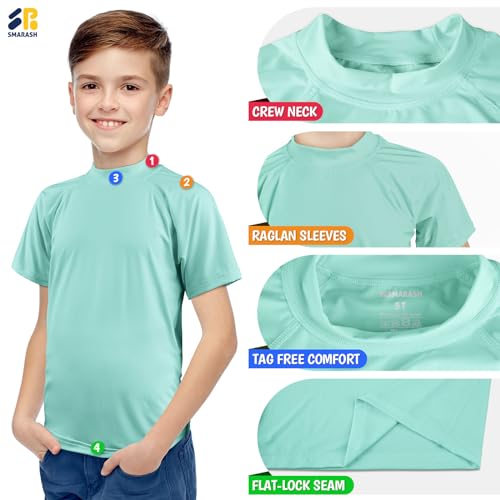 Boys Swim Shirts Rash Guard Short Sleeve Fishing Water Shirts UPF 50+ Sun Protection Rashguard Quick Dry Cool Beach Swimming Clothes for Toddler Youth Kids Lake Blue 5T3
