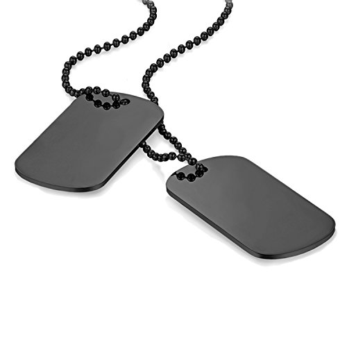 Cupimatch Dog Tag Herren Hundemarke Kette Halskette Anhänger für Männer Man Erkennungsmarke Edelstahl Doppelte Jungen 60cm, Schwarz