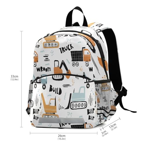 Transport Truck Excavator Toddler Backpack Boys Girls Kids Preschool Bookbag School Children Bag with Leash Travel Casual Daypack Kindergarten Elementary Schoolbag for Nursery Junior Primary Students3