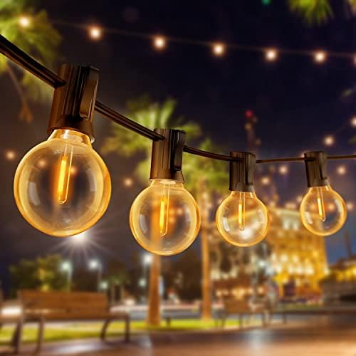 Festoon Outdoor Garden String Lights - 19M/62FT G40 30+3 LED Outdoor Lights Mains Powered IP44 Waterproof Shatterproof Bulbs Garden Light for Outside Gazebo, Pergola, Patio, Camping