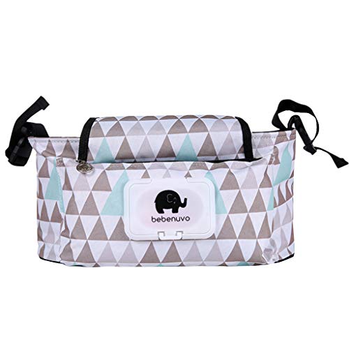 Kinderwagen-Organisator-Tasche, Kinderwagen-Buggy-Organisator für Buggys mit den Flausch-Bügel-Klipps wasserdicht auf täglichem Gebrauch- (Dreieck)