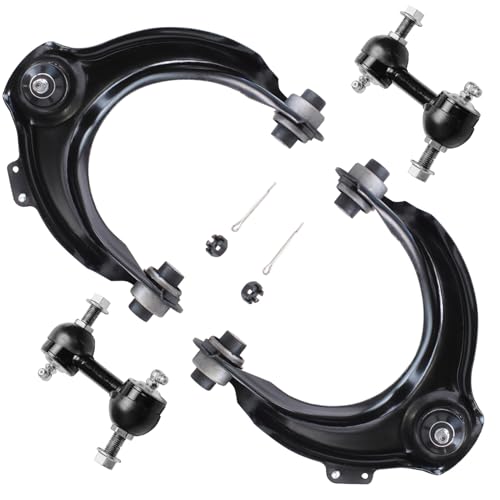 Image of Detroit Axle - 4pc Front End Suspension Kit for 2003-2007 Honda Accord, 2004-2008 TSX, 2 Upper Control Arms w /Ball Joints 2 Stabilizer Sway Bar Links 2005 2006 Replacement