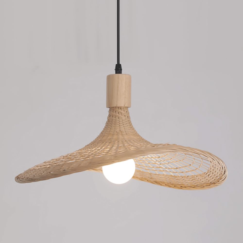 YNAHZAOK Wabi Sabi Wind Entryway Pendant Light Retro Style Restaurant Hanging Lamp Natural Bamboo Weaving Chandelier Light Fixture for Tea Room Study Japanese-Style Indoor Decorative Pendant Lamp