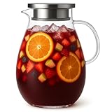 3L Extra Large Glass Pitcher Water Jug β Borosilicate Glass Beverage Dispenser for Sangria, Fruit Punch, and Iced Tea, Ideal for Parties and Holiday Gatherings