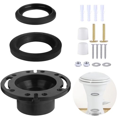 Image of Wayona RV Toilet Seal Kit and 3 Inch RV Toilet Flange for 300 310 320 RV Toilets, RV Toilet Replacement Parts for 385345892 RV Floor Flange, 385311658 Flush Seal and 385311652 Base Seal Black