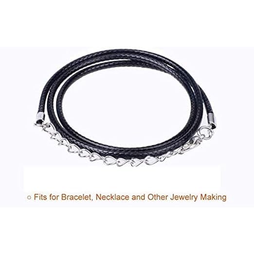 Image of Satra Traders Black Necklace String Rope with Clasp, 2 Inch for Charms Pendants, Bracelets, Necklaces, Jewelry Making Supplies | Size : 24inch | Qty : 10pcs