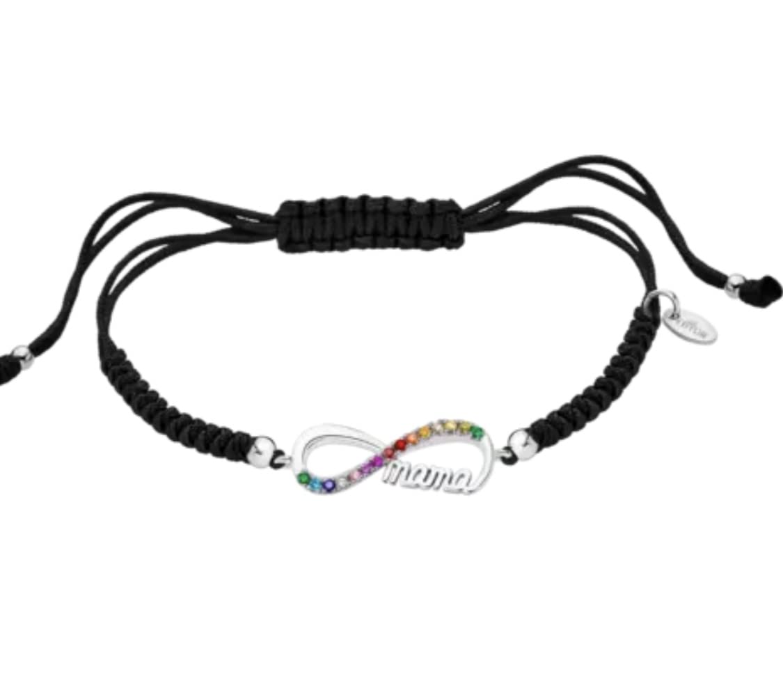LOTUSPulsera Macrame con Infinito De Colores Y Letras Mamá De Plata