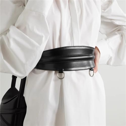 Curved Leather Wide Waistband Leather Waist Slim Flat Belt Women's Wide Belt4