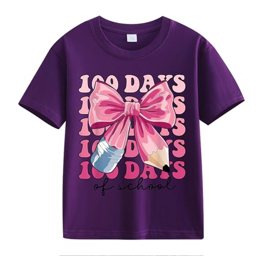 100 Days of School Shirts Boys Girls Kids Toddler Short Sleeve Crew Neck Tee Summer Celebration Graphic T-Shirt Top