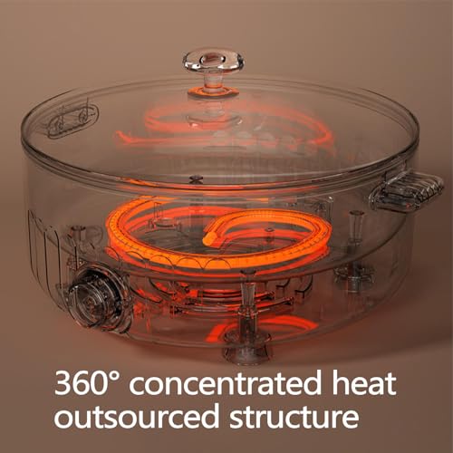 ARTSIM Self Heating Hot Pot, 6 Litres, 1350 Watts, 30cm Diameter Hot Pot Electric Dual Hot Pot Cooker Electric Ideal for Family Gatherings (with 2 Leaky Nets),white - Image 3