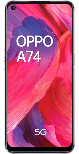 OPPO-A74-5G-Pantalla-649-FHD-90Hz-6-GB-RAM-128-GB-Almacenamiento-Qualcomm-Snapdragon-480-5G-Cuadruple-camara-48822-MP-5000-mAh-con-Carga-rapida-de-18-W-Plata-Version-ESPT