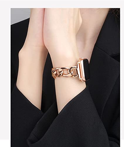 Kolgios 42/44/45Mm Rose Gold Women, Men Cool Chain Metal Bands Compatible For Apple Watch Se Series 5 Series 6 Girl's Durable Replacement Watch Band Compatible For Iwatch Series 6/5/4/3/2/1 #TOP4