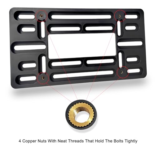 FBJTDQ License Plate Bracket - Black Universal Front Bumper Plastic Car Tag Holder Adapter for No Drill Front Plate mount, with Anti Theft License Plate Screws Bolts&Caps, US Vehicle Truck Accessories by FBJTDQ - Image 4