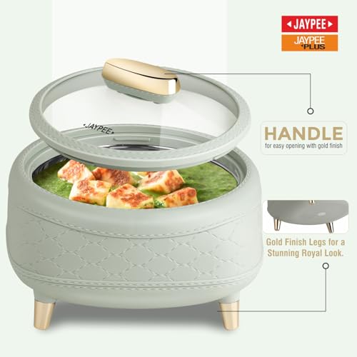 Image of JAYPEE Kingston Klass Stitched Leather Luxurious Outer & Inner Stainless Steel Casserole Set of 3 with Glass Lid(1500+2000+2500)ml PUF Insulated Serving casserole Set Roti Box Hot Box BPA Free,P.Green