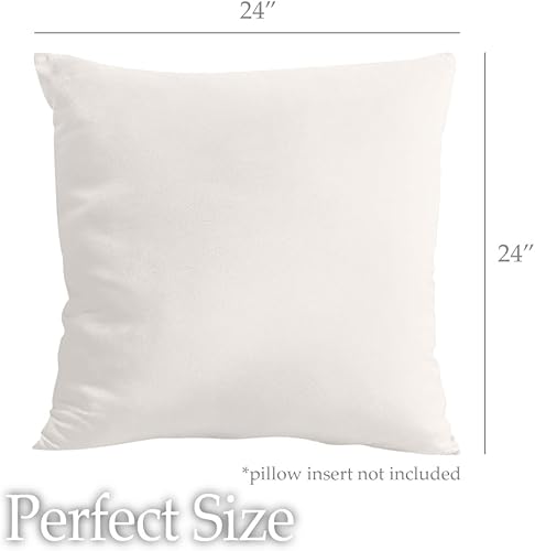 Miniatura 5 de lalaLOOM Juego de 2 fundas de almohada lujosas de terciopelo sedoso, 24 x 24 pulgadas, fundas de almohada decorativas más suaves, cremallera oculta,