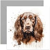 Old English Co. Watercolour Dog Card - English Cocker Spaniel Dog Card for Pet Owner Birthday - Just Because Card for Him or Her - Thinking of You Fur Baby Card for Men and Women | Blank Inside