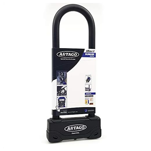 ARTAGO 18ART320 Candado Moto Alta Gama, Antirrobo U Nivel BUNKER Homologado SRA, Sold Secure Gold, ART4, Puro Acero Endurecido 18mm, Doble Cierre Blindado, Cerradura con Disco 5mm Anti-Taladro, 85x320
