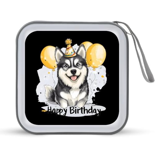 Husky Birthday CD Case Portable DVD Holder Storage Organizer for Home Travel