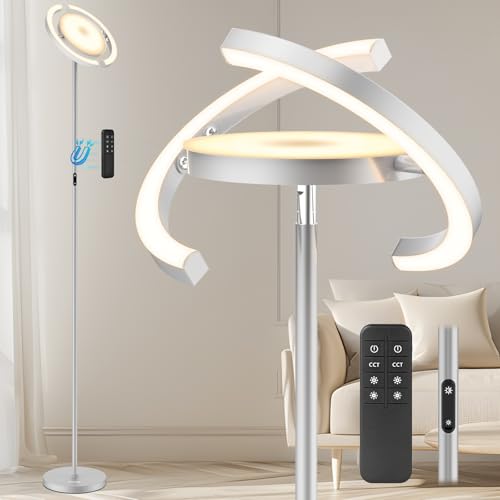 FIMEI Lámpara de Pie LED Regulable 36W Lampara de Pie Salon, 3000K-6000K Temperatura de Color y Atenuación Continuas, Mando a Distancia & Táctil, Lámpara de Lectura para Salon Habitacion Dormitorio