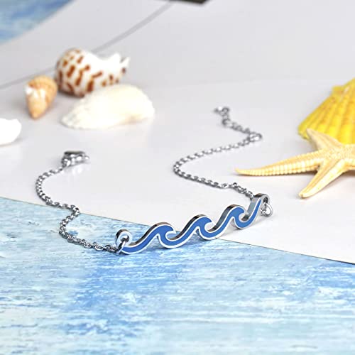 Image of Lauren-Spencer Wave Anklet for Women Gold Silver Plated Beach Ankle Bracelets Ocean Wave Boho Anklets Adjustable Summer Foot Jewelry for Women Birthday Gifts