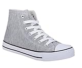 Absatzform: Flach JUMEX Neu Damen Sneakers Freizeit Turnschuhe High Top Schuhe (46, Hell Grau)