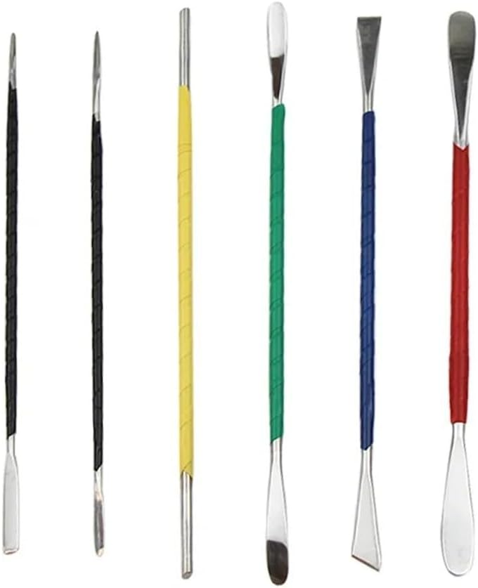 6pc Stainless Steel Clay Carving Tools Set for Pottery Sculpting - Double Ended Modeling Kit with Soft Grip for Polymer Clay Art