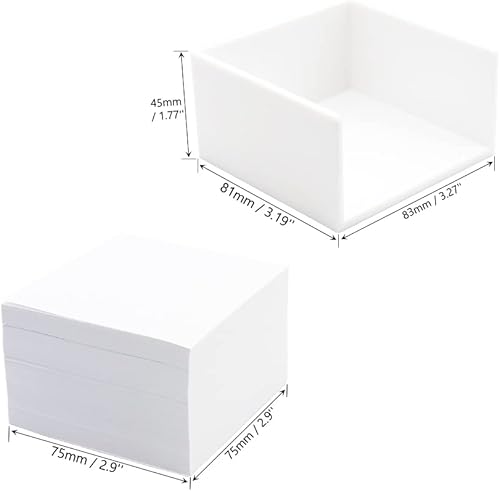 Miniatura 2 de Notas blancas no adhesivas de 3 x 3 pulgadas, papel suelto en blanco con soporte de notas acrílico blanco para oficina, hogar, suministros escolares