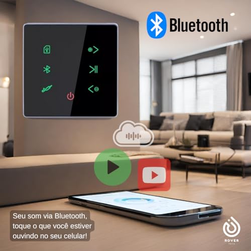 Amplificador De Parede Bluetooth Som Ambiente Touch Screen