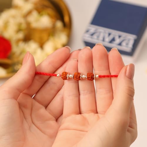 Image of ZAVYA 925 Sterling Silver Cubic Zirconia Classic Rhodium Plating Silver Rakhi | Rakhi for Brother-Happy Rakshabandhan | With Certificate of Authenticity and 925 Hallmark
