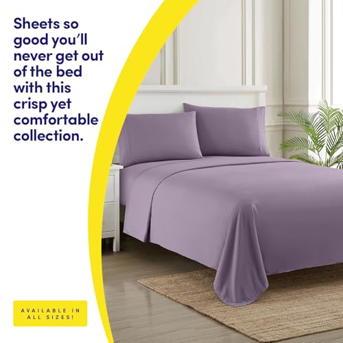 Image of 1500 Supreme Collection California King Sheet Sets Plum - Luxury Hotel Bed Sheets and Pillowcase Set for California King Mattress - Extra Soft, Elastic Corner Straps, Deep Pocket Sheets Plum