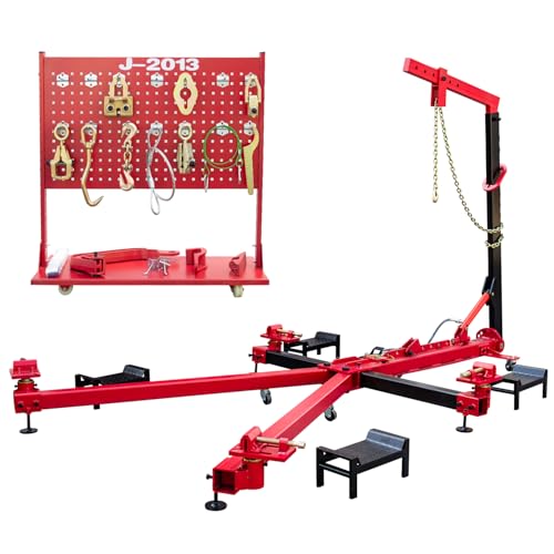 MutsMover 10 Ton (98KN) Heavy-Duty Auto Body Frame Straightener Hydraulic Car Frame Puller with Adjustable Tower & Tool Cart 13 200 lbs Capacity Industrial Collision Repair Equipment