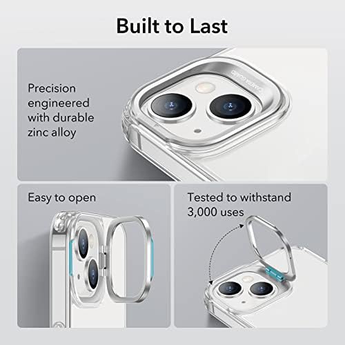ESR Classic Kickstand Case Compatible with iPhone 14 Plus Case, Clear Case with Stand, Military-Grade Protection, Built-In Camera Ring Stand, Scratch-Resistant Acrylic Back, Clear