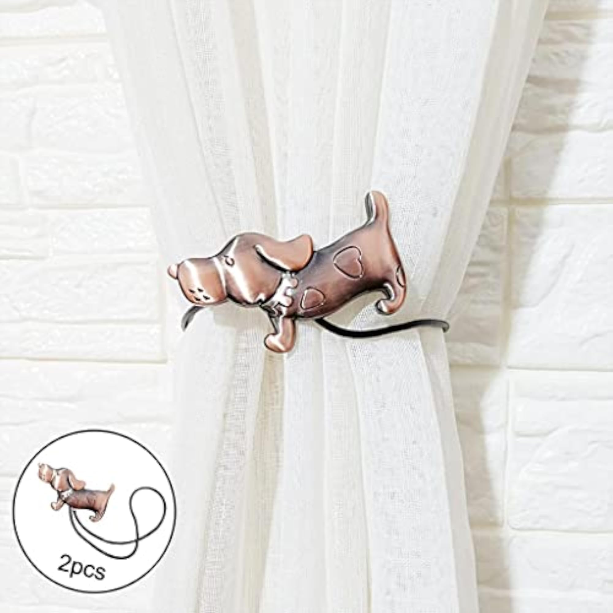 Magnetic Curtain Tie Backs Holdbacks Buckle Clips Rope Strap Copper