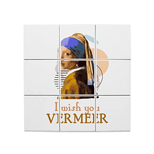 Carreaux ceramique 20 x 20 cm lot de 9 sur le theme de Vermeer, cadeau ideal pour passionne d'art
