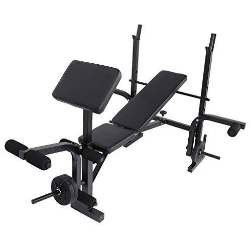 Adjustable Weight Bench with Squat Rack,Leg Extension,Preacher Curl,Weight Lifting Bed Strength Training Equipment Fitness Workout Station for Home Gym[US in Stock]