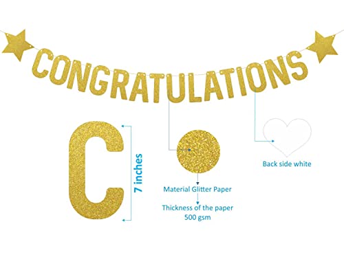 Image of SVM CRAFT Congratulations Banner - Gold Glitter, Congratulations & Graduation Decorations, Congrats Banner for Wedding & Graduation Parties, Retirement & Achievement Celebrations