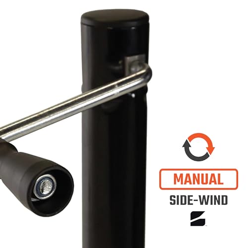 Image of Bastion Distribution Side-Wind A-Frame Trailer Jack with Footpad & Double Caster Wheels | 5000lb Jack Capacity | 2000lb Wheel Capacity | Manual Crank | 14.8 inch Travel | Utility, Boat, RV, Camper Use
