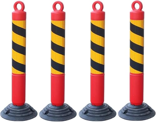 Dissuasori per vialetti, 4 pali di sicurezza in plastica per controllo del traffico, barriera commerciale di parcheggio, gestione della folla residenziale, ideale per aree sensibili