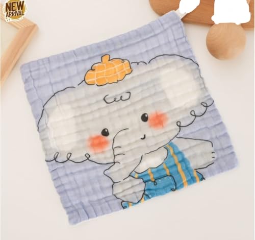 Image of Little Boo Muslin 6 Layer Organic Cotton Face Towel for Newborn Baby, Baby Bath Towel Wipes Extra Soft Hankies Handkerchief for Kids, Reusable Napkins for Toddlers Kids (Pack of 5) -Digital Print