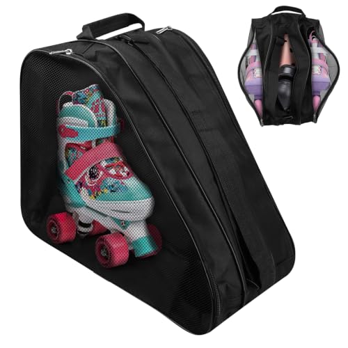 Teokantz Inliner Tasche Kinder & Erwachsene, Tasche Inliner mit verstellbarem Schultergurt für Rollschuhe und Schlittschuhe, Rollschuhtasche mit 3 separaten Fächern