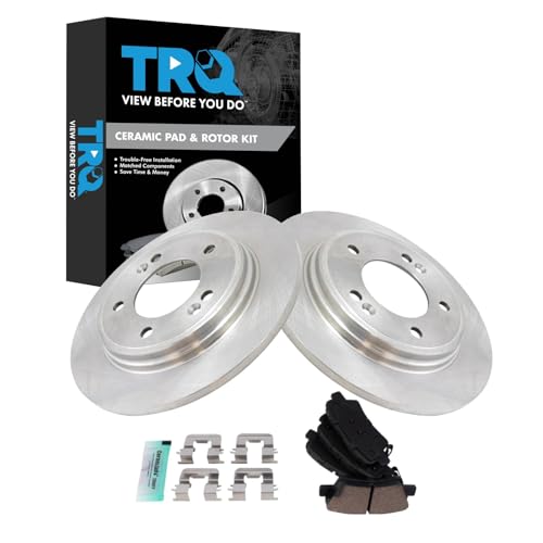 Image of TRQ Rear Brake Pad and Rotor Set Ceramic Compatible with 2019-2021 Hyundai Veloster 2020 Kia Forte