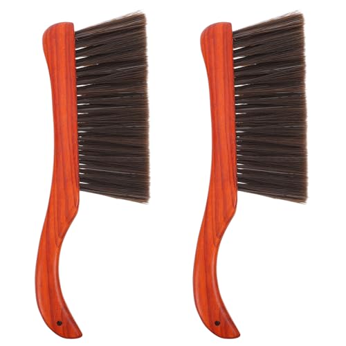 LOGOFUN 2pcs Fireplace Cleaning Brush with Long Wood Handle for Efficient Soot Removal and Hearth Ash Sweeping Red